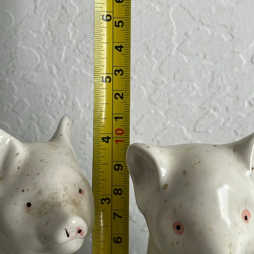 Vintage‎ Ceramic Albino Pigs Set Figurines Taiwan Farmhouse Cottagecore